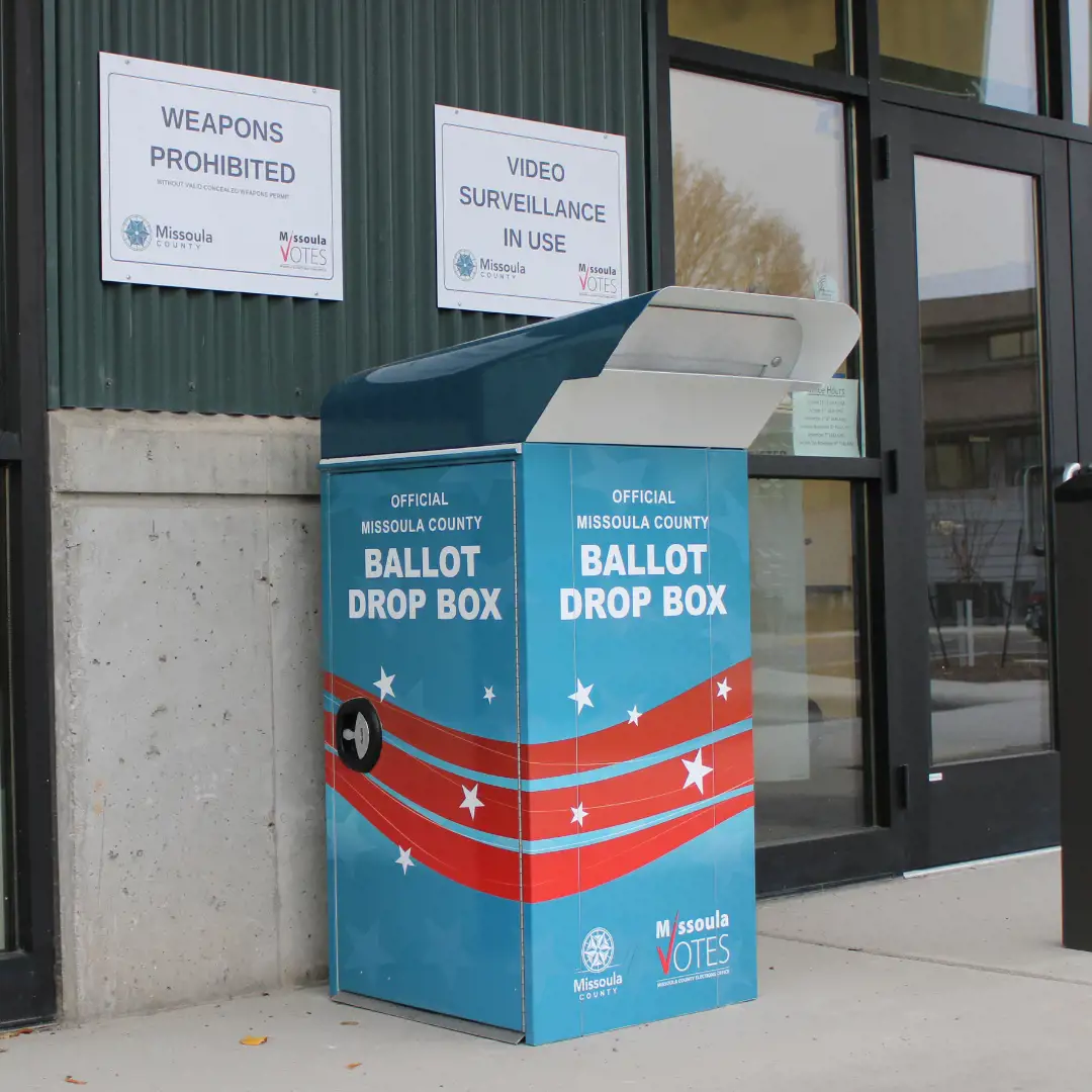 Blue And Red Ballot Drop Box