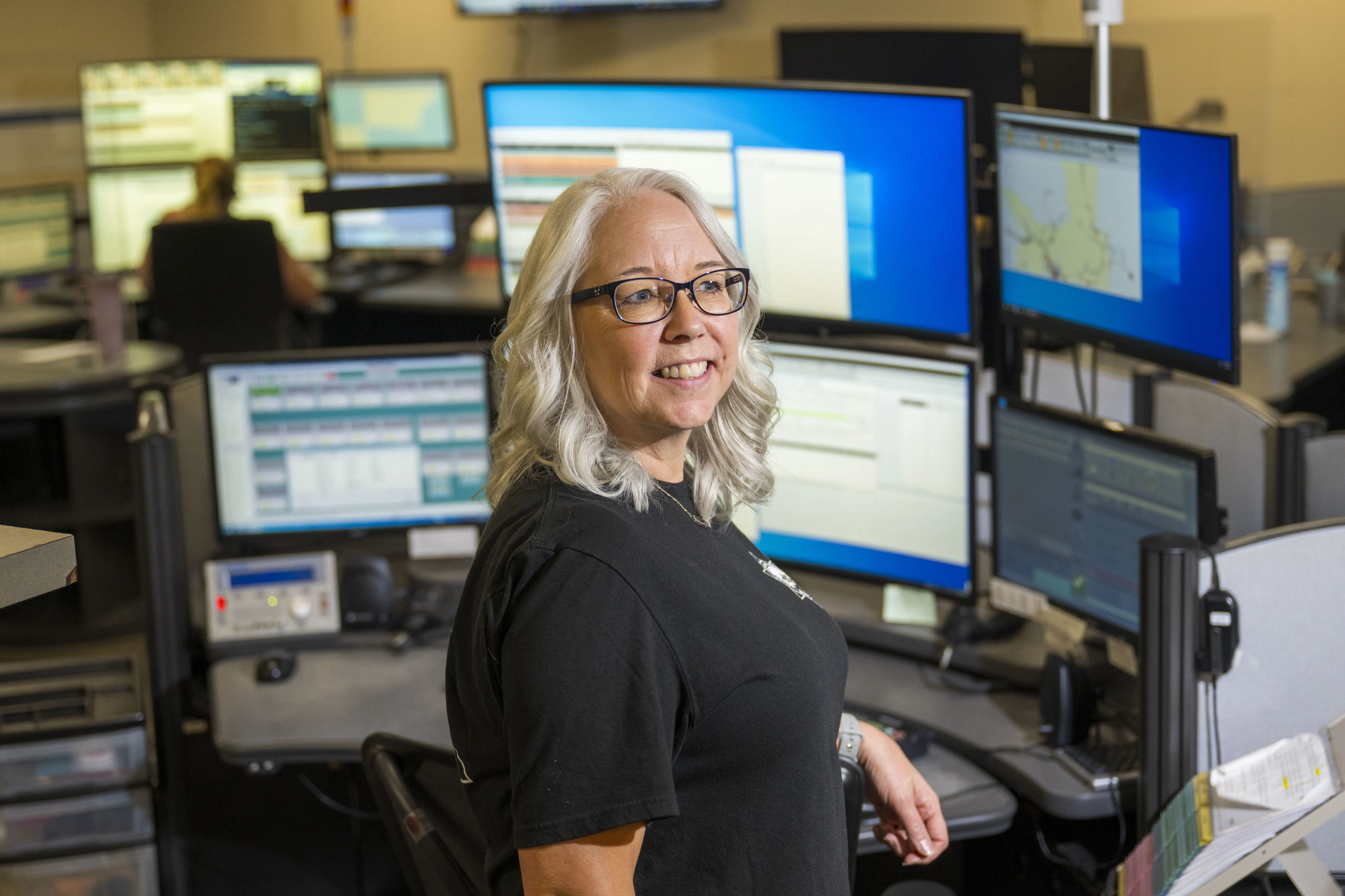 Portrait of Sherri Odlin in the 9 1 1 Center